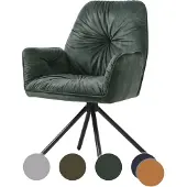 SalesFever Armlehnstuhl mit 360 Grad Drehfunktion | Bezug Vintage Samtvelours | Gestell Metall | B 61 x T 59x H 90 cm | grün-schwarz