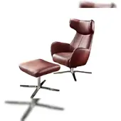KAWOLA Sessel RANDY inkl. Hocker Leder rot