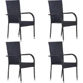 vidaXL Stapelbare Gartenstühle 4 Stk. Poly Rattan Schwarz