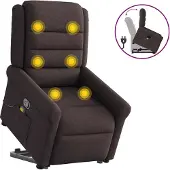 vidaXL Möbel Massagesessel mit Aufstehhilfe Dunkelbraun Stoff - Fernseh- & Relaxsessel 3303329