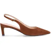 Manfield Braune Slingbackpumps aus Veloursleder | Größe 40