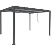 Mendler Alu Pergola MCW-L41, Lamellen-Pavillon Terrassenüberdachung, stabiles 8cm-Metall-Gestell 3x3,7m anthrazit