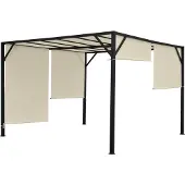 Mendler Pergola Beja, Garten Pavillon Terrassenüberdachung, stabiles 6cm-Stahl-Gestell + Schiebedach 3x3m