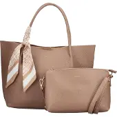 Rieker Damen Shopper mit Umhängetasche Set Flechttuch H1399, Farbe:Braun