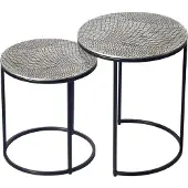 FineBuy Satztisch 2er Set Metall rund Beistelltisch Sofatisch Couchtisch Aluminium Alu