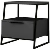 Dmora Nachttisch Dkastrat, Niedrige Kommode, Tisch, Multifunktionaler Nachttisch, 45x40h50 cm, Anthrazit