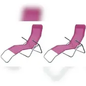 Lex 2er Set Siestaliege Kippliege Sonnenliege Strandliege Garten klappbar pink