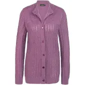 Goldner Strickjacke "Kurzgröße Ajourstrickjacke" Hübsche Strickblüten mit glänzenden Zierperlen