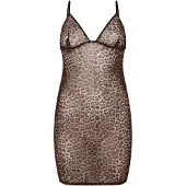 Hunkemoller Leopard Mesh-Slipdress Schwarz