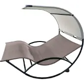 VIVERE Double Chaise Rocker Aluminium - Doppel-Schaukelstuhl dunkelgrau Gartenmöbel