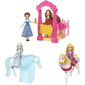 Disney Princess Disney „Die Eiskönigin“ Storytime Stackers Set mit kleiner Puppe, Pferd oder Begleiter und Zubehörteilen, 3 Jahr(e), 135 mm