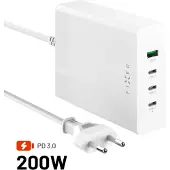 FIXED -Ladestation mit 3xUSB-C und USB-Ausgang unterstützt PD 3.0 200W weiß