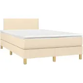 Syfax Boxspringbett mit Matratze Creme 120x190 cm Stoff