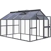 KGT Gewächshaus "Novum IV" anthrazit-grau 11,1 m² 4 mm ESG, 10 mm HKP