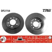 TRW Bremsscheibe DF2758 vorne, belüftet, hochkarbonisiert, 1 Stück