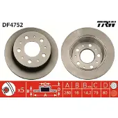 TRW Bremsscheibe DF4752 hinten, voll, hochkarbonisiert, 1 Stück