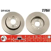 TRW Bremsscheibe DF4020 vorne, belüftet, 1 Stück