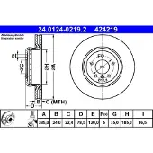 Ate Bremsscheibe 24.0124-0219.2 hinten, belüftet, hochkarbonisiert, 1 Stück
