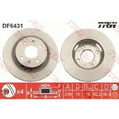 TRW Bremsscheibe DF6431 vorne, belüftet, 1 Stück