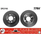 TRW Bremsscheibe DF2765 vorne, voll, 1 Stück