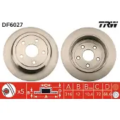 TRW Bremsscheibe DF6027 hinten, voll, 1 Stück