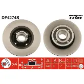 TRW Bremsscheibe DF4274S hinten, voll, 1 Stück