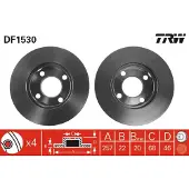 TRW Bremsscheibe DF1530 vorne, belüftet, hochkarbonisiert, 1 Stück