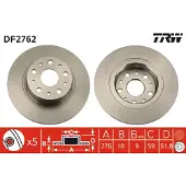 TRW Bremsscheibe DF2762 hinten, voll, 1 Stück