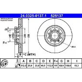 Ate Bremsscheibe 24032501371 belüftet 312mm 25mm für VAG