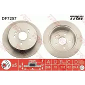 TRW Bremsscheibe DF7257 hinten, voll, 1 Stück