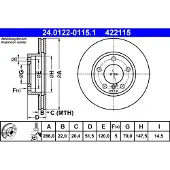 Ate Bremsscheibe 24.0122-0115.1 vorne, belüftet, hochkarbonisiert, 1 Stück