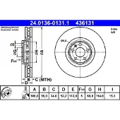 Ate Bremsscheibe 24.0136-0131.1 vorne, belüftet, hochkarbonisiert, 1 Stück