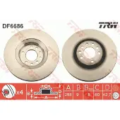 TRW Bremsscheibe DF6686 hinten, voll, 1 Stück