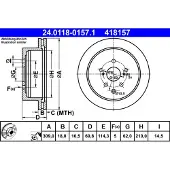 Ate Bremsscheibe 24.0118-0157.1 hinten, belüftet, 1 Stück