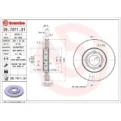 Brembo Bremsscheibe 09.7011.31, vorne, belüftet, hochkarbonisiert, 1 Stück
