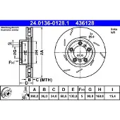 Ate Bremsscheibe 24.0136-0128.1 vorne, geschlitzt, hochkarbonisiert, 1 Stück