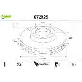 Valeo Bremsscheibe [Hersteller-Nr. 672925] für Skoda, Audi, Seat, VW