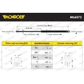 Monroe ML6372 Gasfeder Heckklappendämpfer für FIAT Panda Schrägheck (312, 319) 405mm