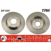 TRW Bremsscheibe DF1597 hinten, voll, hochkarbonisiert, 1 Stück