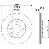 Hella Bremsscheibe Vorderachse Belüftet [Hersteller-Nr. 8DD355104-211] für VW, Seat