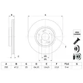 Bosch Bremsscheibe 0 986 479 G58 hinten, belüftet, hochkarbonisiert, 1 Stück