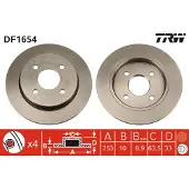 TRW Bremsscheibe DF1654 hinten, voll, 1 Stück