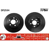 TRW Bremsscheibe DF2594 hinten, voll, 1 Stück