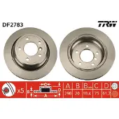 TRW Bremsscheibe DF2783 hinten, belüftet, hochkarbonisiert, 1 Stück