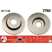 TRW Bremsscheibe DF1748 vorne, voll, 1 Stück
