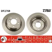 TRW Bremsscheibe DF2768 hinten, voll, hochkarbonisiert, 1 Stück