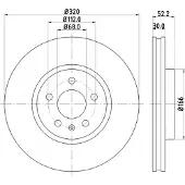 Hella 1x Bremsscheibe Vorderachse Belüftet [Hersteller-Nr. 8DD355113-911] für Audi
