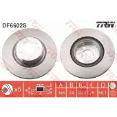 TRW Bremsscheibe DF6602S hinten, belüftet, hochkarbonisiert, 1 Stück