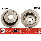 TRW Bremsscheibe DF4334 hinten, voll, 1 Stück