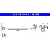 Ate 24.5143-0343.3 Bremsschlauch Vorne Rechts für OPEL Astra K Sports Tourer (B16) Astra K Schrägheck (B16) ASTRA K Kasten/Kombi für VAUXHALL